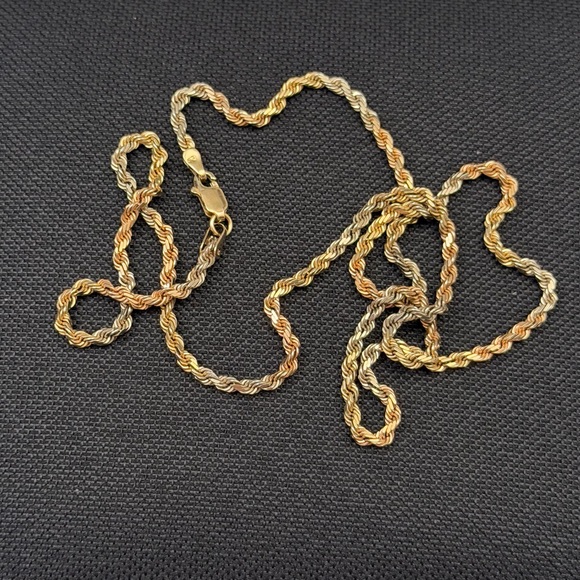 Jewelry - 22 Inch 14k Tri-Color 3mm Rope Chain Necklace
